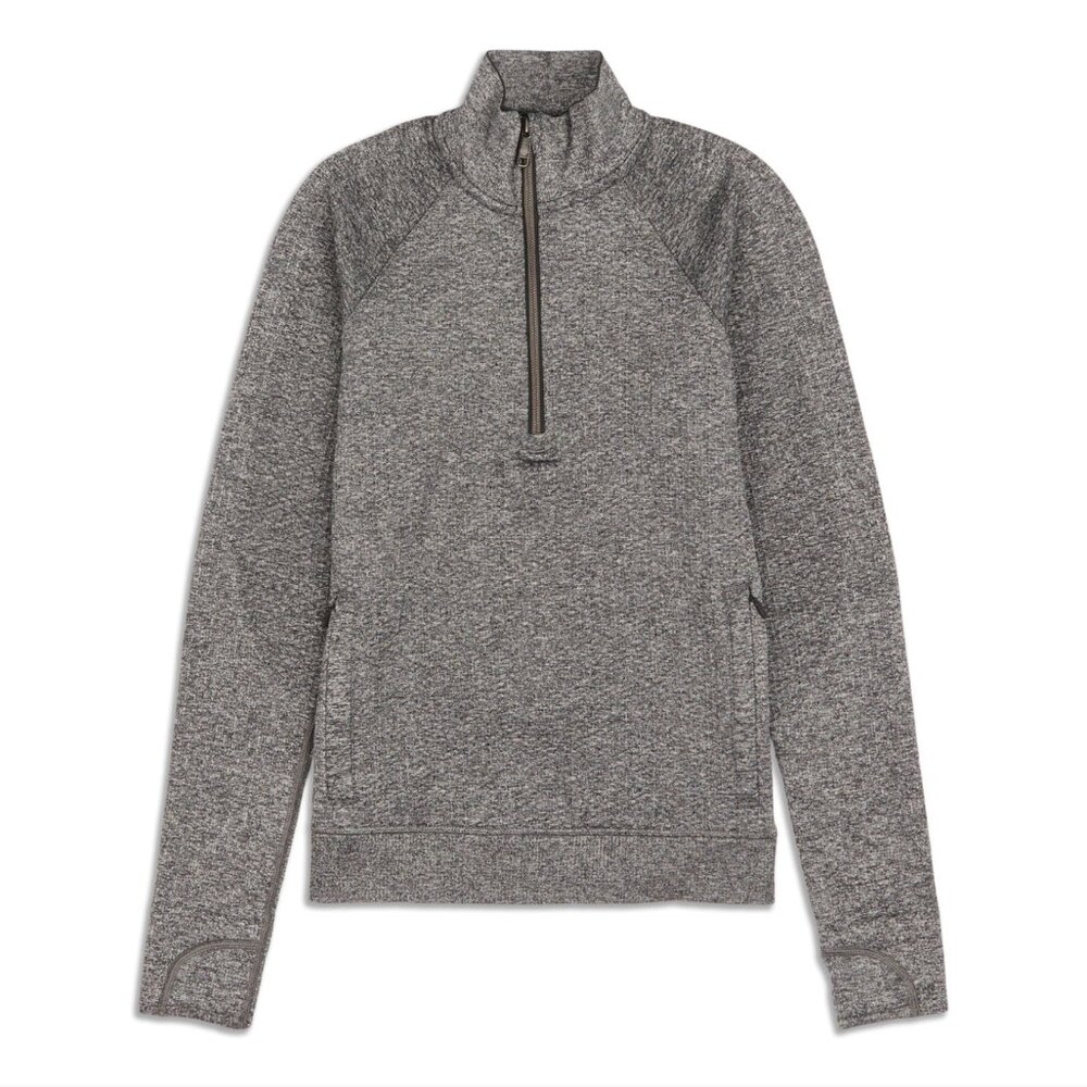 Lululemon Merino Wool Blend Half Zip, grey, size 2